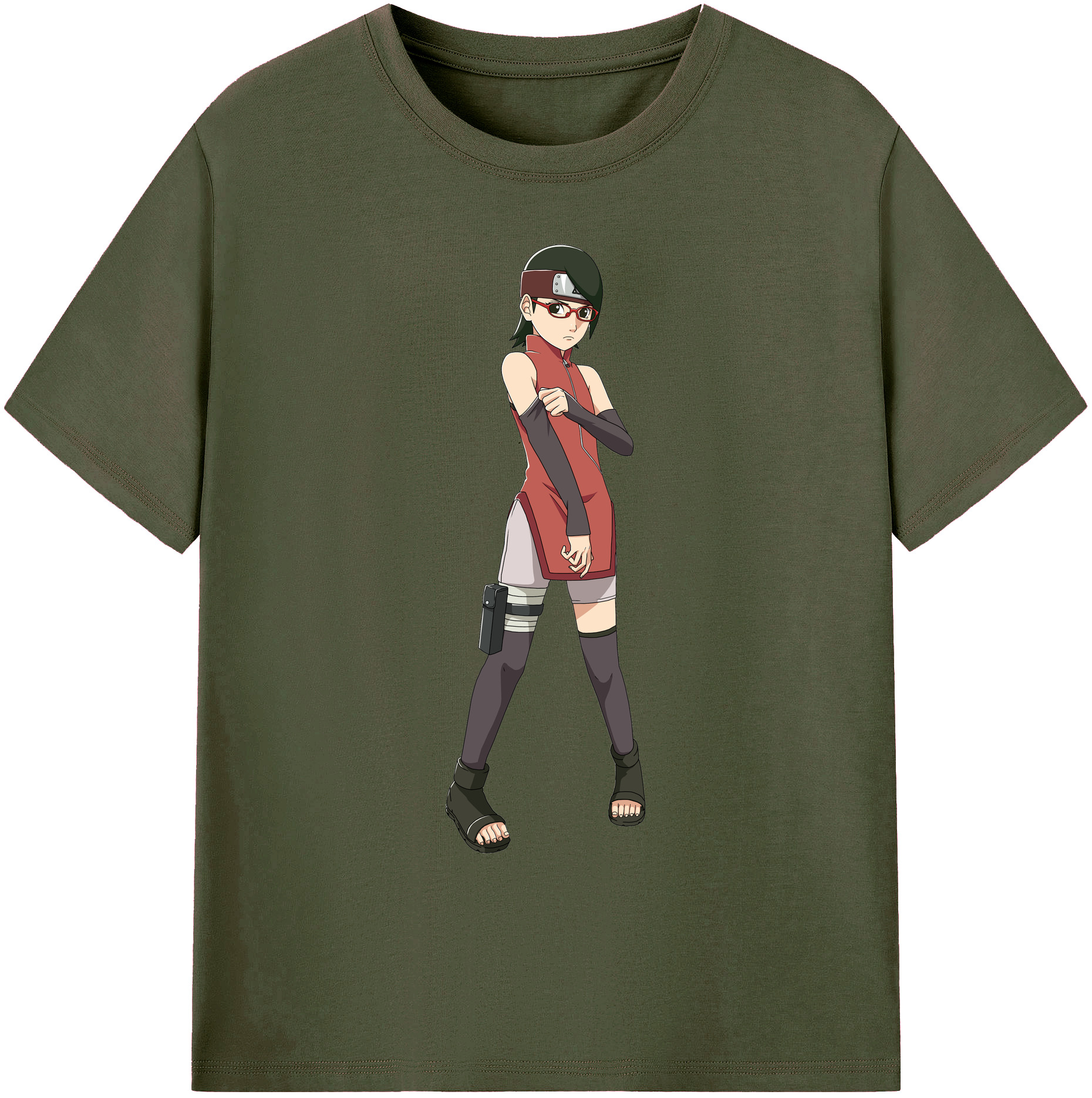 （画像用） NARUTO -ナルト- うちは サラダ Uchiha Sarada 綿100％ メンズ半袖Tシャツ｜肌触りやわらか＆通気性